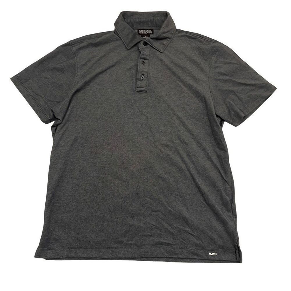 Michael Kors Men's Metallic Gray Button Polo Shirt Medium (M)